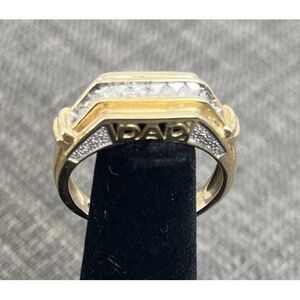 Mens Diamond Ring 10K Yellow Gold DAD Accent Size 9.5 Father Birthday 4 Grams